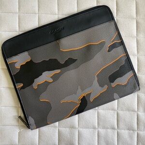 Coach Black and Gray Laptop Bag/Tablet Case Sleek Camouflage Design